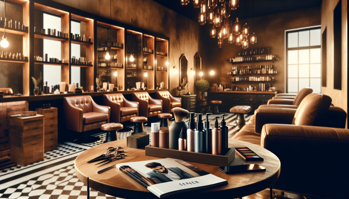 Cena de uma barbearia com clientes satisfeitos e promoção especial