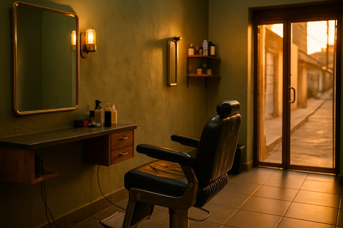 Profissional de estética conversando com cliente após atendimento, pedindo feedback.