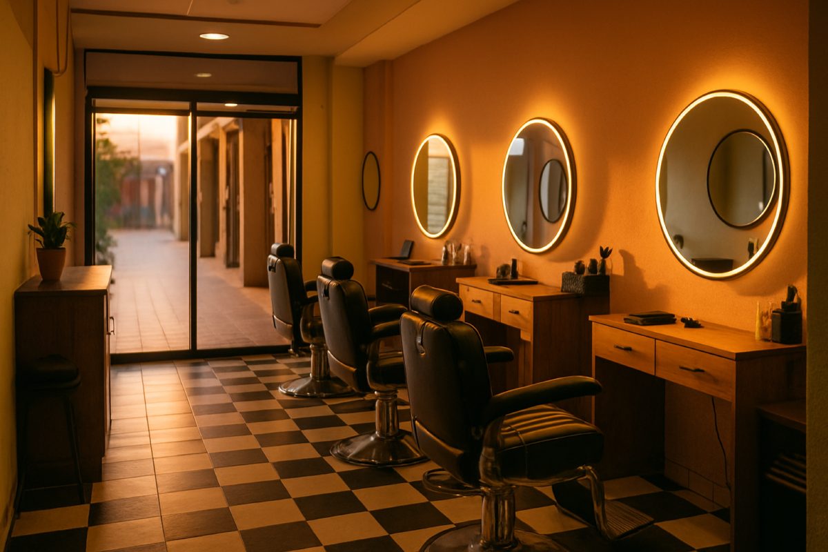 Profissional de estética usando um sistema de gestão em um tablet