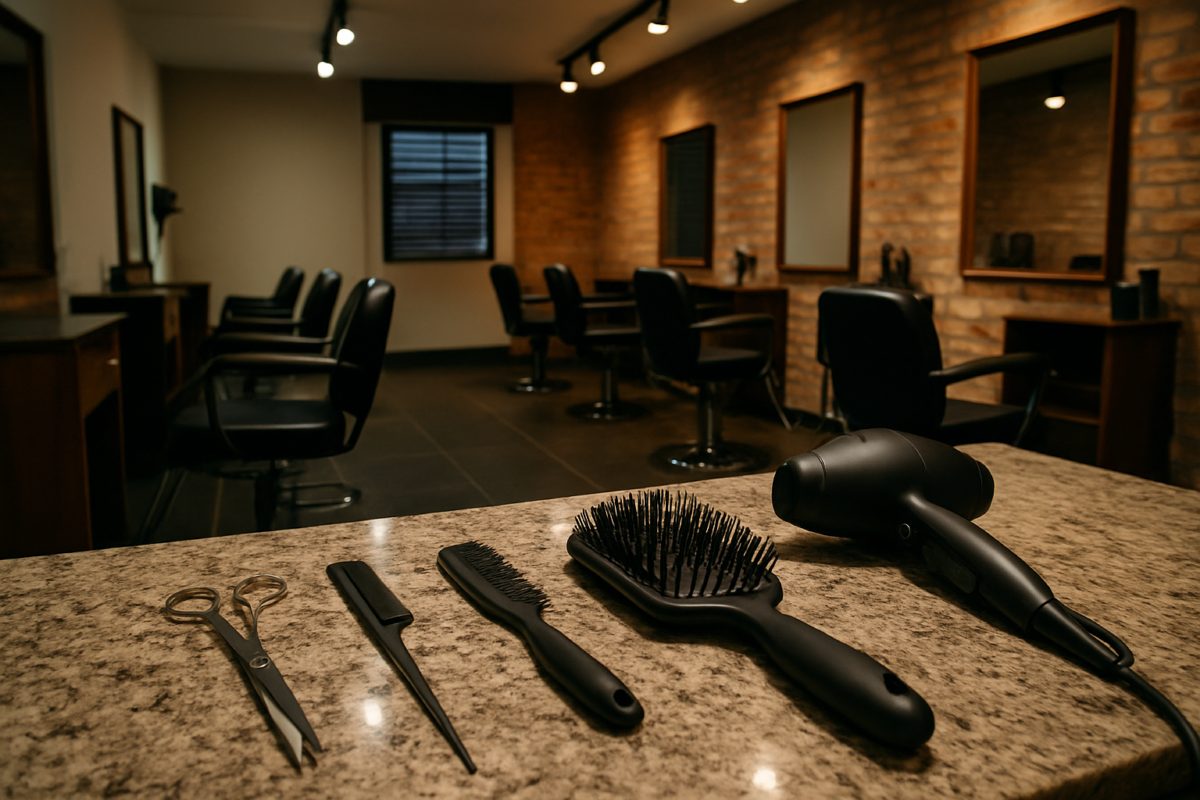 Esteticista cansada em um ambiente de trabalho de clínica de estética.